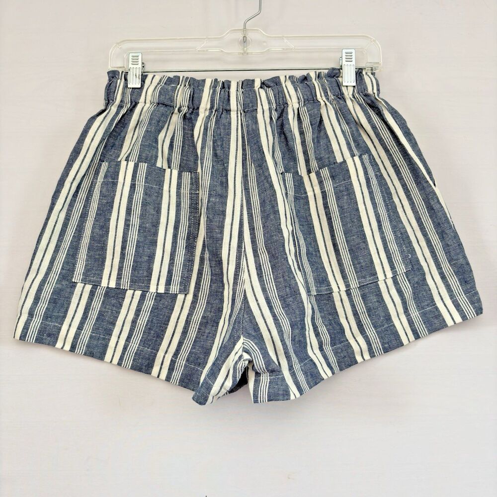 Forever 21 Womens Blue White Striped Drawstring Shorts casual travel Small - Picture 2 of 9